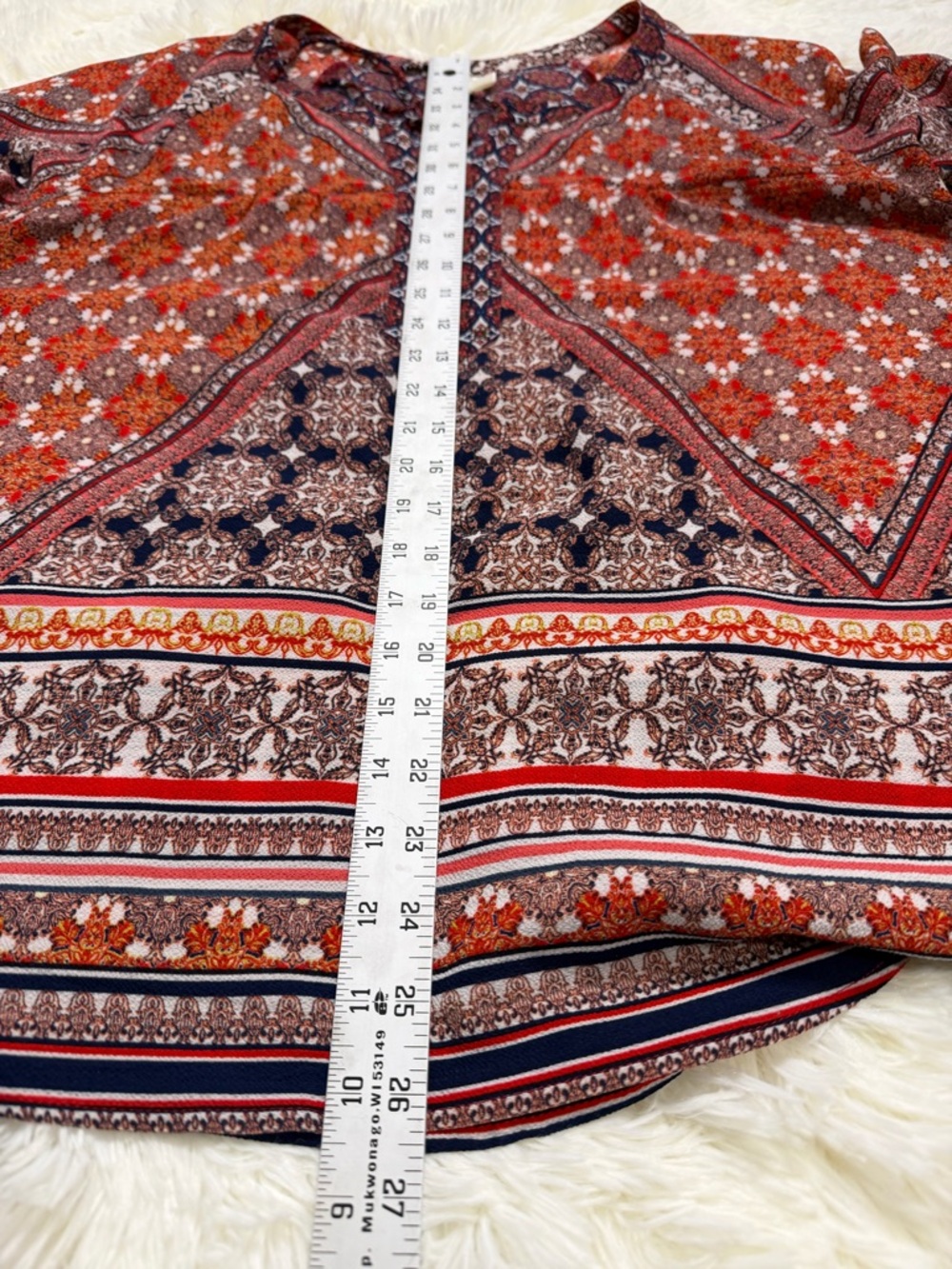 fig and flower Anthropology Boho V-Neck Tunic - Red, Navy, Cream Size Large - Picture 8 of 10